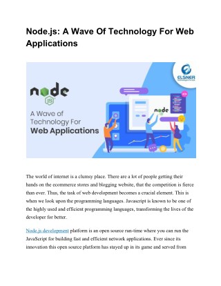 Node.js: A Wave Of Technology For Web Applications