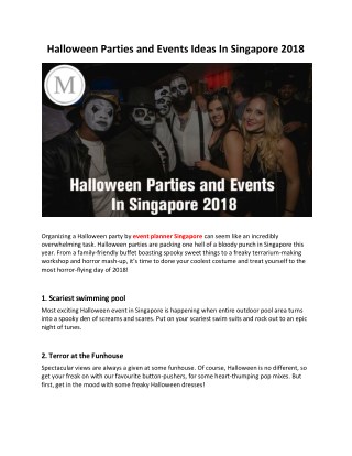 Halloween Parties and Events Ideas In Singapore 2018