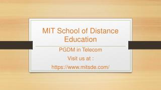 Post Graduate Diploma in Management - Telecom | MITSDE