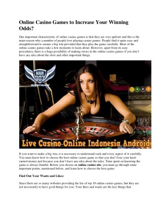 Online Casino Games to Increase Your Winning Odds