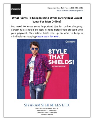 What Points To Keep In Mind While Buying Best Casual Wear For Men Online?