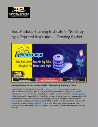 Best Hadoop Training In Noida-Hadoop Training Institute
