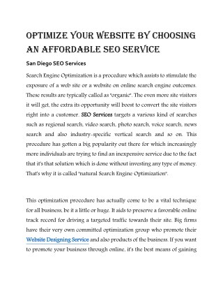 Optimize Your Website by Choosing an Affordable SEO Service