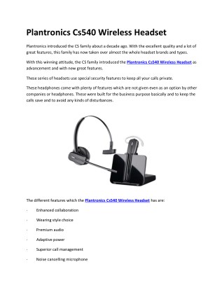 Plantronics Cs540 Wireless Headset