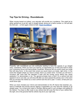 Top Tips for Driving - Roundabouts