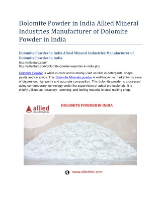 Dolomite Powder in India Allied Mineral Industries Manufacturer of Dolomite Powder in India