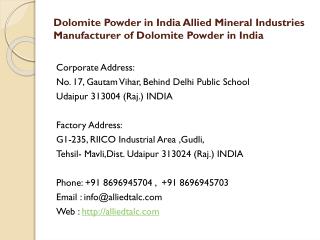 Dolomite Powder in India Allied Mineral Industries Manufacturer of Dolomite Powder in India