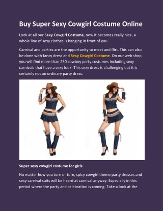 Buy Super Sexy Cowgirl Costume Online
