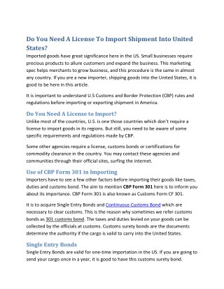 Do You Need A License To Import Shipment Into United States?