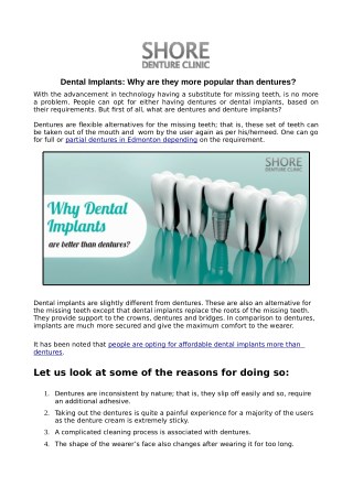 Dental Implants: Why are they more popular than dentures?