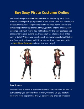 Buy Sexy Pirate Costume Online