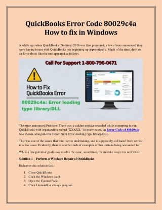 QuickBooks Error Code 80029c4a How to Fix in Windows