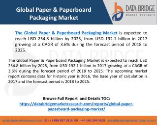 Global Paper & Paperboard Packaging Market– Industry Trends and Forecast to 2025