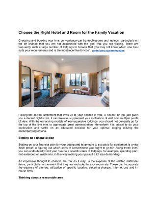 Choose the Right Hotel and Room for the Family Vacation
