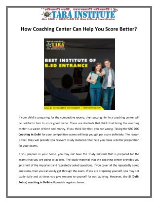 How Coaching Center Can Help You Score Better?