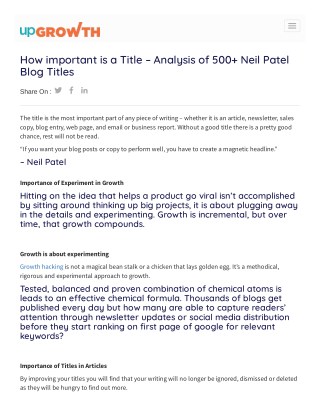 How important is a Title – Analysis of 500 Neil Patel Blog Titles
