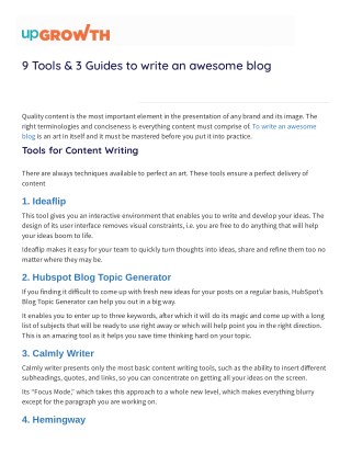 9 Tools & 3 Guides to write an awesome blog