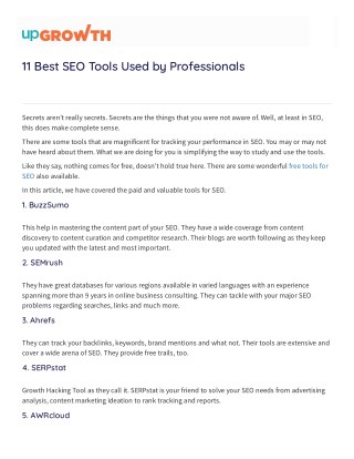 11 Best SEO Tools Used by Professionals