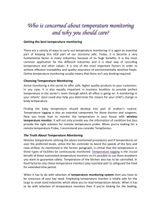 Who is concerned about temperature monitoring and why you should care?