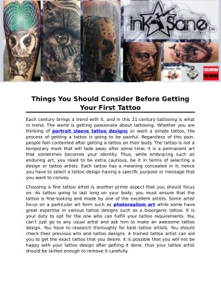 Things You Should Consider Before Getting Your First Tattoo