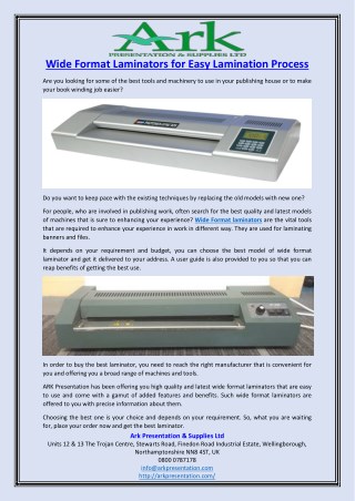 Wide Format Laminators for Easy Lamination Process