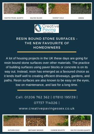 Resin Bound Stone Surfaces – The New Favourite of Homeowners
