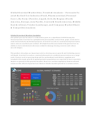 Global Gravinol Market Size, Trends & Analysis – Forecasts To 2026