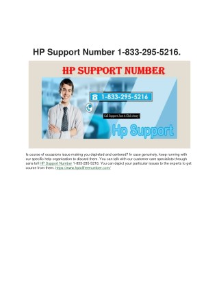 HP Customer Support Number 1-833-295-5216