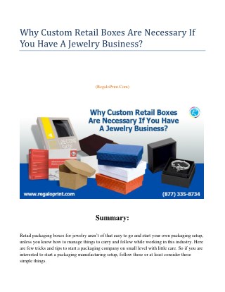 Why Custom Retail Boxes Are Necessary If You Have A Jewelry Business?