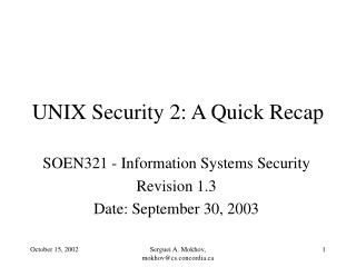 UNIX Security 2: A Quick Recap