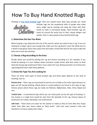 How To Buy Hand Knotted Rugs