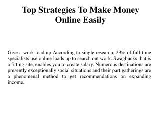 Top Strategies To Make Money Online Easily