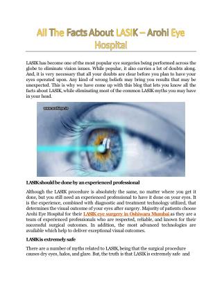 All The Facts About LASIK – Arohi Eye Hospital