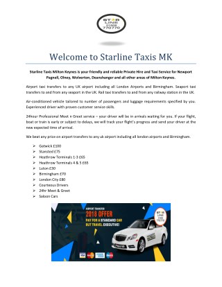 Minibus Milton Keynes,Airport Taxi Services