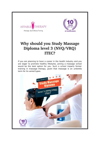 Why should you Study Massage Diploma level 3 (NVQ/VRQ) ITEC?