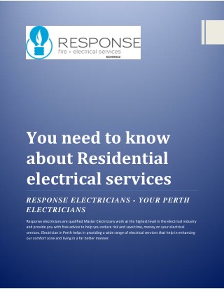 You need to know about Residential electrical services