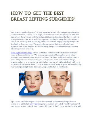 How to get the best breast lifting surgeries?
