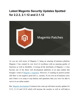 Latest Magento Security Updates Spotted for 2.2.3, 2.1.12 and 2.1.12
