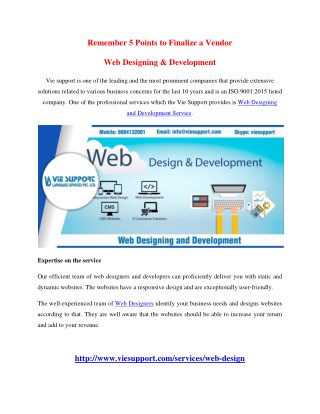 Web Designing and Development