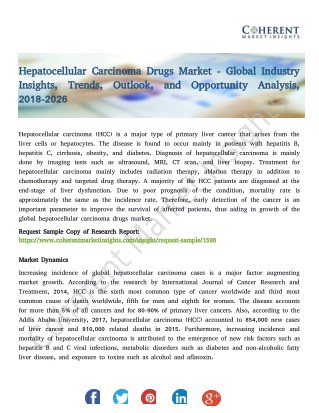 Hepatocellular Carcinoma Drugs Market - Global Industry Insights, Trends, Outlook, and Opportunity Analysis, 2018-2026