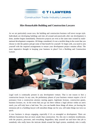 Hire Remarkable Building and Construction Lawyers