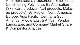 Cosmetic Ingredients Market, Trends & Analysis