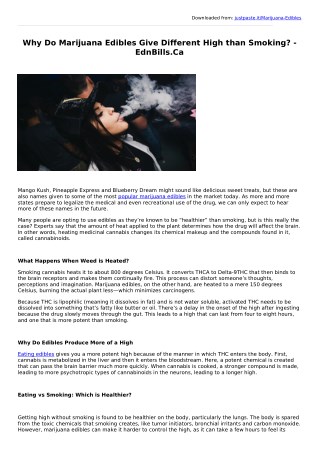 Why Do Marijuana Edibles Give Different High than Smoking? - Ednbills.ca
