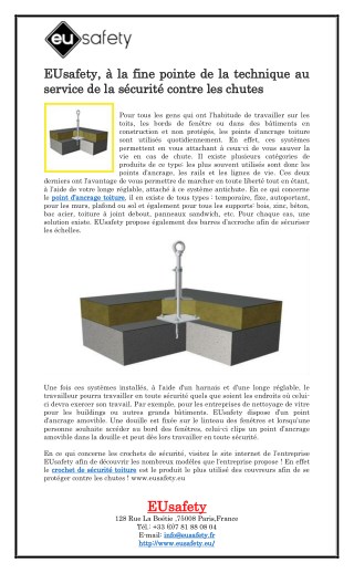 EUsafety, à la fine pointe de la technique au service de la sécurité contre les chutes