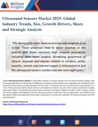 Ultrasound Sensors Market Share, Growth, Trend Analysis and Forecast to 2025; Consumption Capacity by Volume and Product