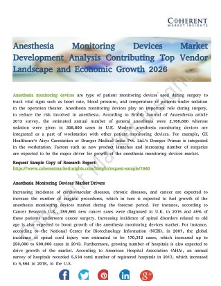 Anesthesia Monitoring Devices Market by Product Category, Application and Specification 2018-2026