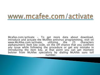 MCAFEE.COM/ACTIVATE- MCAFEE ANTIVIRUS ACTIVATION