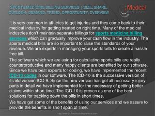 Sports Medicine Billing Services | Size, Share, Outlook, Demand, Trend, Opportunity, Overview