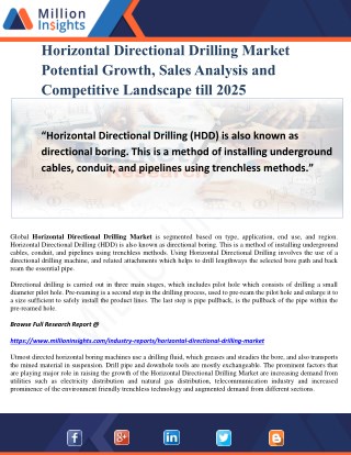 Horizontal Directional Drilling Market Potential Growth, Sales Analysis and Competitive Landscape till 2025