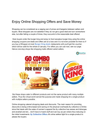 Enjoy Online Shopping Offers and Save Money